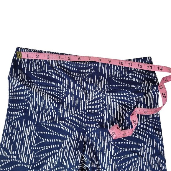 Cuddl Duds Women Blue & White Floral Patterned Stretch Leggings Size S - Picture 3 of 7